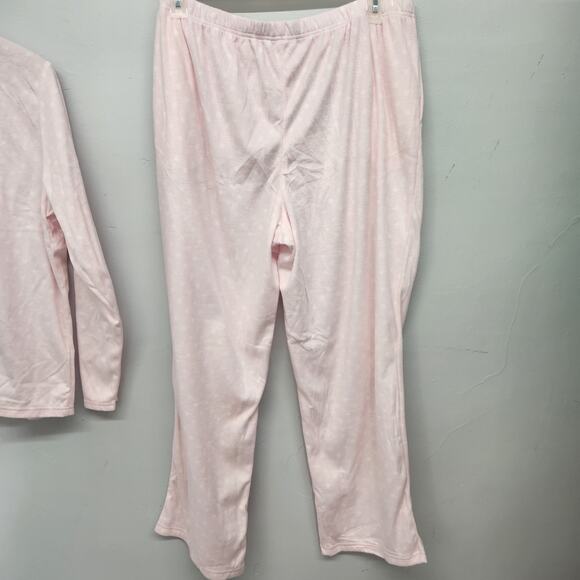Adonna Long Sleeve 2-pc. Pant Pajama Set XL Pink White Polka Dot - Picture 9 of 14